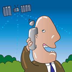 wireless phone and communications satellite